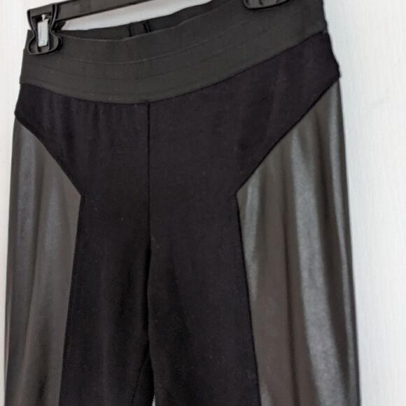 Bcbgmaxazria mari faux leather panel black leggings size small @W - Picture 11 of 13